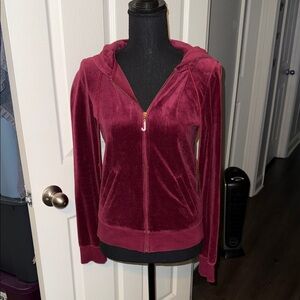 🖤JUICY COUTURE RARE BURGUNDY VELOUR JACKET SIZE L🖤